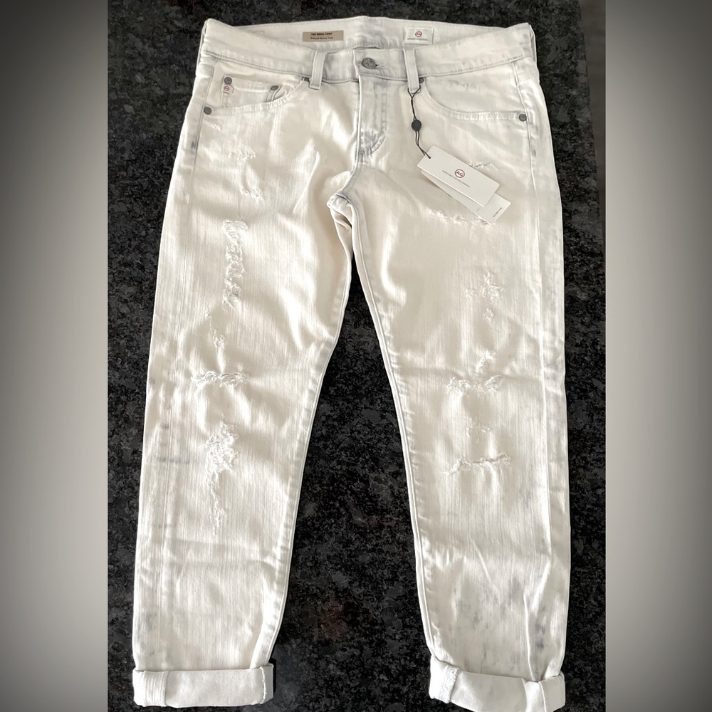 AG Adriano Goldschmied Nikki Cream & Gray Distressed Skinny Jeans - Picture 4 of 13